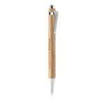 Bamboe eco pen met verchroomde accessoire blauwe inkt Bamboo kleur hout hoofdweergave