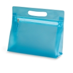 Gepersonaliseerde transparante PVC toilettas Colors kleur blauw