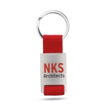 Metalen sleutelhanger graveren met strip van polyester Colors kleur rood hoofdweergave vierde weergave