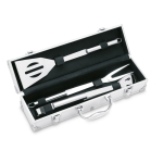 Aluminium koffer met BBQ-accessoires Buffetbarbecueset kleur zilver