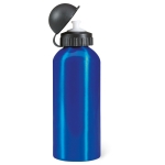 Aluminium waterfles met logo bedrukken 600ml Basic Style kleur blauw