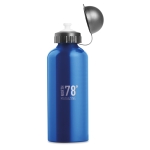 Aluminium waterfles met logo bedrukken 600ml Basic Style kleur blauw hoofdweergave derde weergave