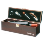 Wijnsets bedrukken met 4 accessoires in een houten kist Classic kleur hout tweede hoofdweergave