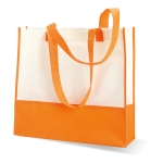 Witte non-woven tas met logo met handvatten en kleurdetails 80 g/m2 Vibe kleur oranje