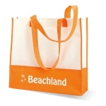 Witte non-woven tas met logo met handvatten en kleurdetails 80 g/m2 Vibe kleur oranje hoofdweergave