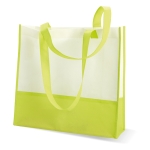 Witte non-woven tas met logo met handvatten en kleurdetails 80 g/m2 Vibe kleur limoen groen