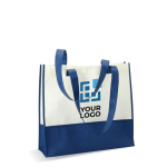 Witte non-woven tas met logo met handvatten en kleurdetails 80 g/m2 Vibe weergave met bedrukking