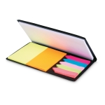 Set met diverse sticky notes en notitieblok bedrukken MemoBloc kleur zwart