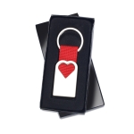 Sleutelhanger graveren met hartvorm en gekleurde strip Valentine kleur rood derde weergave