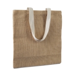 Goedkope jute promotietasssen met katoenen handvatten Jute kleur beige