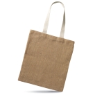 Goedkope jute promotietasssen met katoenen handvatten Jute kleur beige tweede weergave