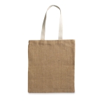 Goedkope jute promotietasssen met katoenen handvatten Jute kleur beige vijfde weergave