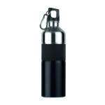 Grote stalen drinkflessen met logo met rubber 750ml Explorer kleur zwart