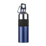 Grote stalen drinkflessen met logo met rubber 750ml Explorer kleur blauw