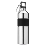 Grote stalen drinkflessen met logo met rubber 750ml Explorer kleur mat zilver