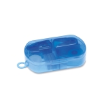 Set van kleine bureau accessoires in plastic doosje Deskset kleur doorzichtig blauw