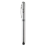 Metalen pen met laserpointer en zwarte inkt TouchPoint kleur mat zilver