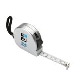 Promotionele rolmaat bedrukken met logo TwoMeter 2M kleur mat zilver weergave met bedrukking