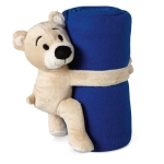 Kinderfleecedeken met knuffel in de vorm van een beer kleur blauw