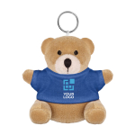 Teddybeer sleutelhanger met t-shirt Yogi kleur blauw weergave met bedrukking