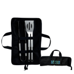 Set van 3 barbecuebenodigdheden met non-woven hoes Brasserie weergave met bedrukking