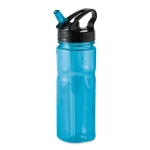 Tritan drinkflessen met opvouwbaar rietje 500ml Trend kleur doorzichtig blauw