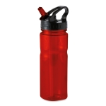 Tritan drinkflessen met opvouwbaar rietje 500ml Trend kleur doorzichtig rood