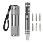 Aluminium zaklamp en pen cadeauset in doos TorchSet kleur titanium tweede weergave