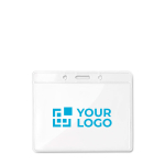 10 x 8 cm transparante badgehouder met logo Pass weergave met bedrukking