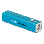 Zuinige aluminium powerbank bedrukken van 2.200 mAh Alu kleur blauw hoofdweergave tweede weergave