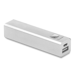 Zuinige aluminium powerbank bedrukken van 2.200 mAh Alu kleur mat zilver