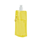 Opvouwbare plastic drinkfles met karabijnhaakclip 460 ml kleur geel