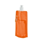 Opvouwbare plastic drinkfles met karabijnhaakclip 460 ml kleur oranje