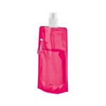 Opvouwbare plastic drinkfles met karabijnhaakclip 460 ml kleur roze