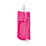 Opvouwbare plastic drinkfles met karabijnhaakclip 460 ml kleur roze derde weergave