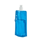 Opvouwbare plastic drinkfles met karabijnhaakclip 460 ml kleur lichtblauw