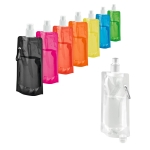 Opvouwbare plastic drinkfles met karabijnhaakclip 460 ml diverse kleuren