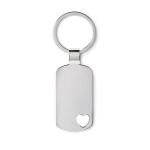 Metalen sleutelhanger met hartdetail graveren ILove kleur mat zilver