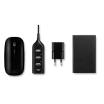 Accessoire set met muis, USB hub en powerbank Charge kleur zwart tweede weergave