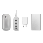 Accessoire set met muis, USB hub en powerbank Charge kleur wit tweede weergave