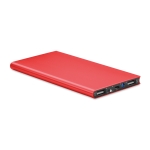 Aluminium powerbank van 8.000 mAh Powercard Extra kleur rood