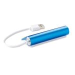 Gekleurde aluminium USB hub met 4 2.0 poorten Alu kleur blauw tweede weergave