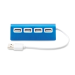 Gekleurde aluminium USB hub met 4 2.0 poorten Alu kleur blauw derde weergave