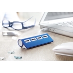 Gekleurde aluminium USB hub met 4 2.0 poorten Alu kleur blauw sfeervolle weergave