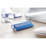 Gekleurde aluminium USB hub met 4 2.0 poorten Alu kleur blauw tweede sfeervolle weergave