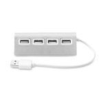 Gekleurde aluminium USB hub met 4 2.0 poorten Alu kleur mat zilver derde weergave