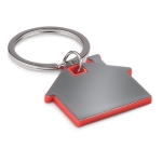 Huisvormige sleutelhanger graveren met kleurelementen Home kleur rood