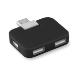 Voordelige plastic hub met 4 USB-poorten Square kleur zwart