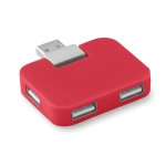 Voordelige plastic hub met 4 USB-poorten Square kleur rood