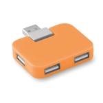 Voordelige plastic hub met 4 USB-poorten Square kleur oranje